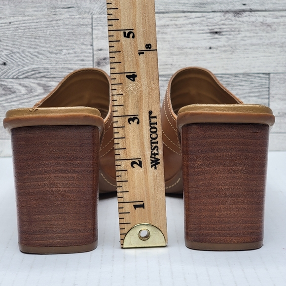 Nicole Colonel 3" Heel Mule Size 9.5M Tan Leather Slip On Shoes Comfort Casual - Picture 7 of 11